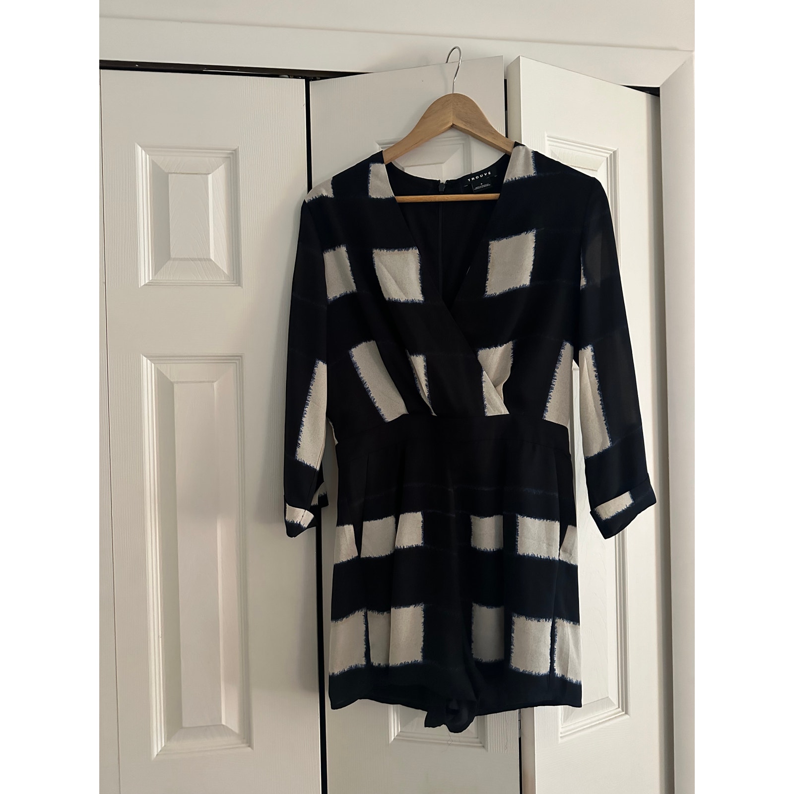 Nordstrom Trouve 6 Checkered Long-Sleeved Romper